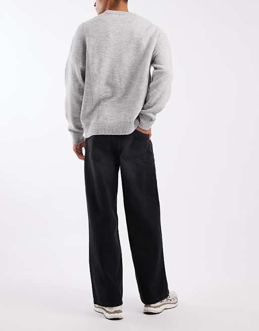 DESIGN Super Baggy Jeans In Washed Black