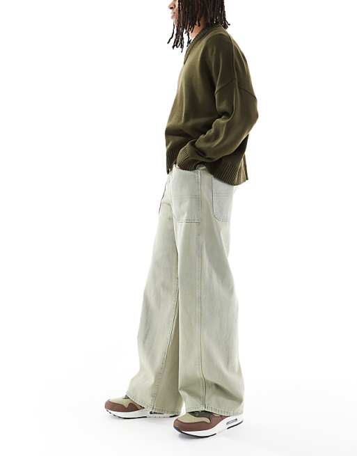 DESIGN Super Baggy Jeans With Back Adjuster And Tint In Light Wash Blue