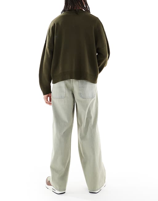 DESIGN Super Baggy Jeans With Back Adjuster And Tint In Light Wash Blue