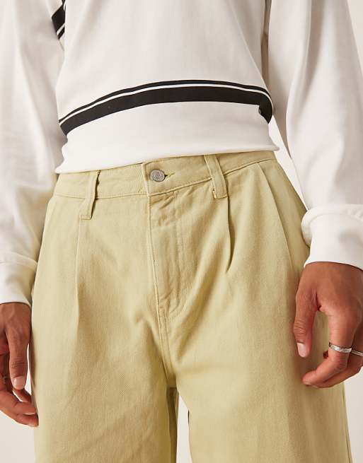 DESIGN Super Baggy Jeans With Pleats In Green