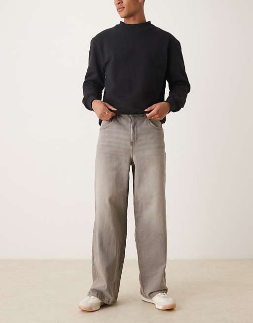 DESIGN super baggy jeans with tint in brown