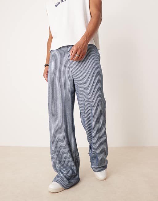 DESIGN Super Baggy Jogger In Blue Mini Stripe
