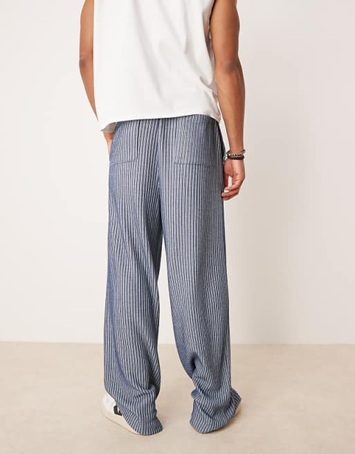 DESIGN Super Baggy Jogger In Blue Mini Stripe