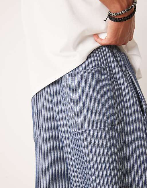 DESIGN Super Baggy Jogger In Blue Mini Stripe