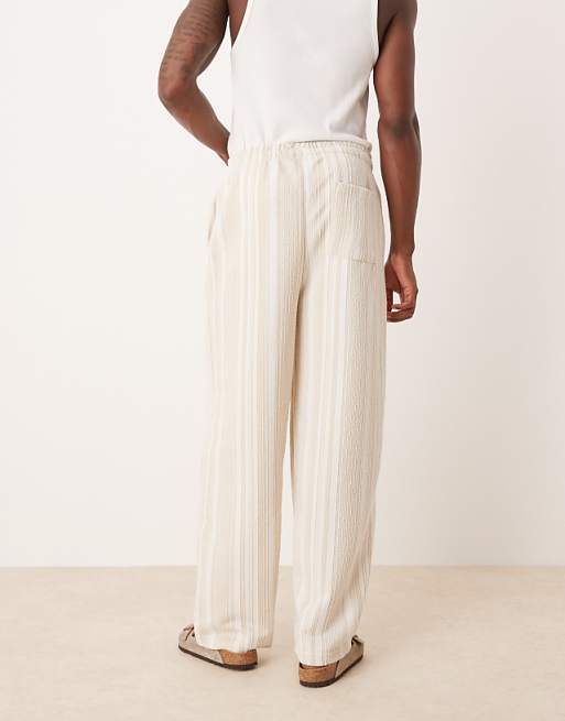 DESIGN Super Baggy Jogger With Stripes In Beige