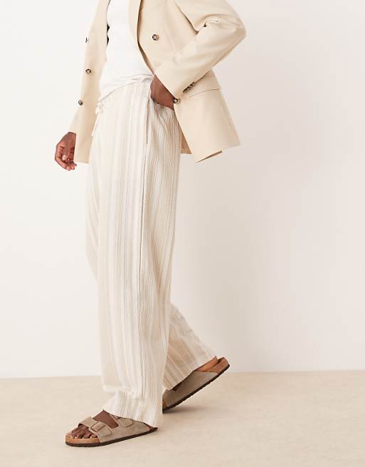 DESIGN Super Baggy Jogger With Stripes In Beige