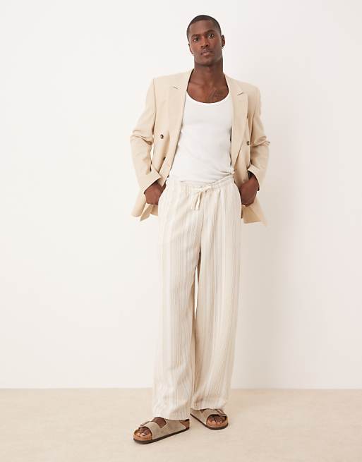 DESIGN super baggy jogger with stripes in beige