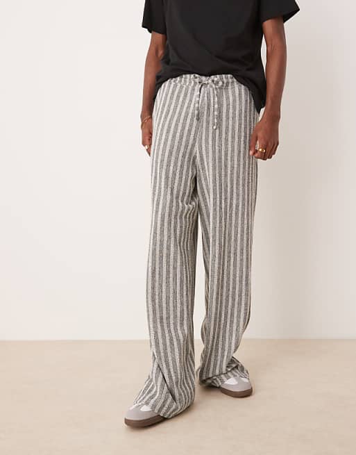DESIGN Super Baggy Loopback Stripe Joggers In Grey Marl