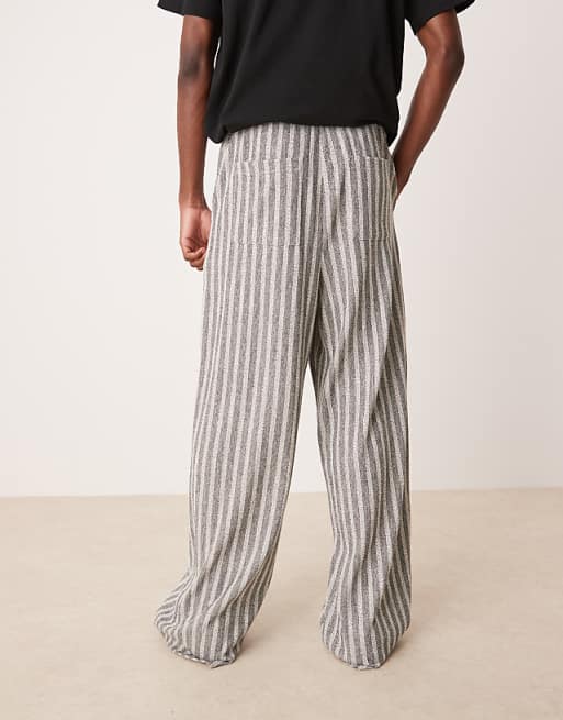 DESIGN Super Baggy Loopback Stripe Joggers In Grey Marl