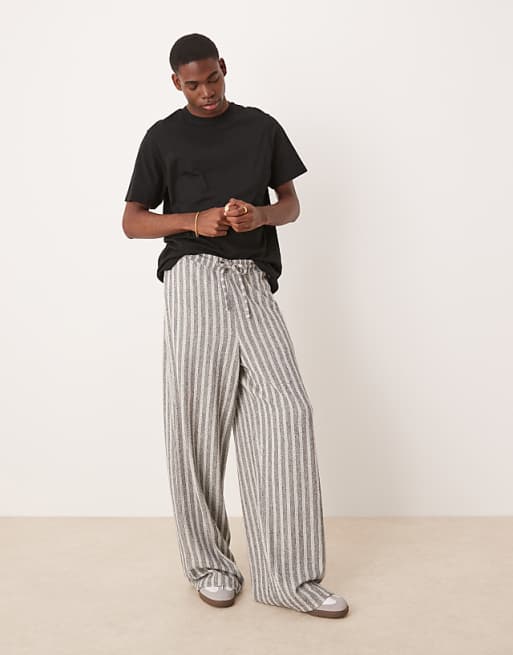 DESIGN super baggy loopback stripe joggers in grey marl