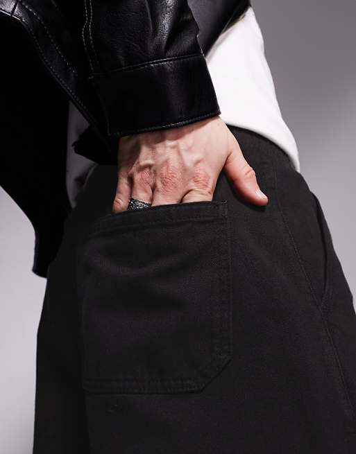 DESIGN Super Baggy Pull On Cargo Trouser In Black