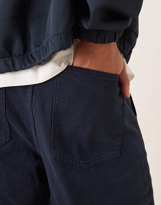 DESIGN Super Baggy Trouser With Seam Detail In Navy