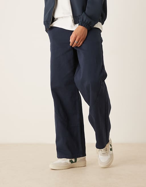 DESIGN Super Baggy Trouser With Seam Detail In Navy