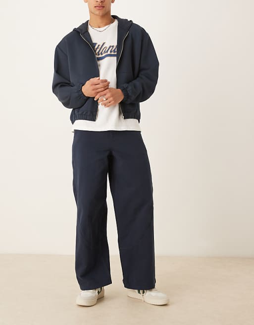 DESIGN super baggy trouser with seam detail in navy