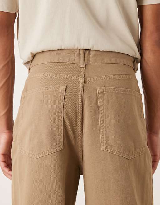 DESIGN Super Baggy Trousers In Beige With Pleats