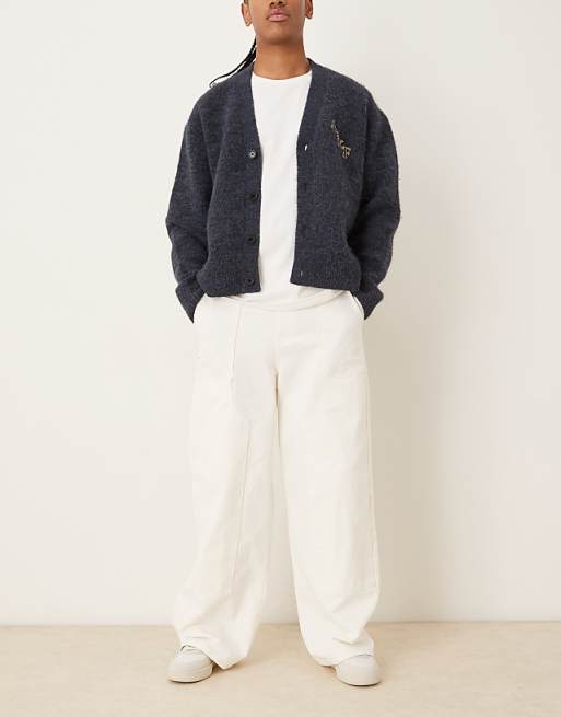DESIGN Super Baggy Trousers In Ecru With Carpenter Details