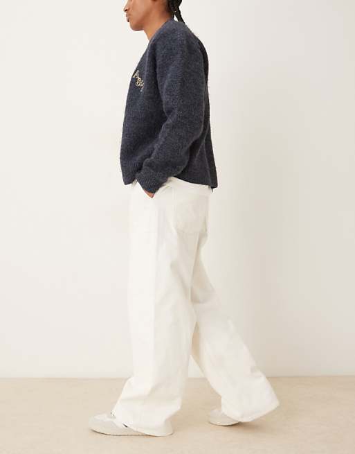 DESIGN Super Baggy Trousers In Ecru With Carpenter Details