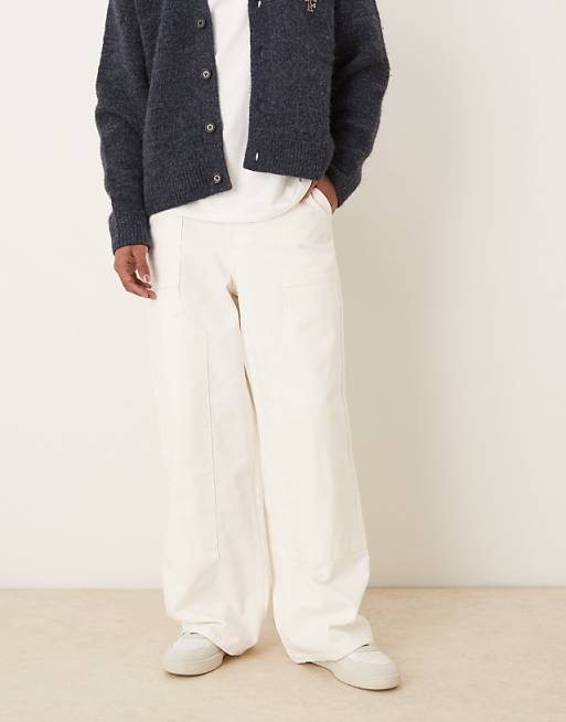 DESIGN super baggy trousers in ecru with carpenter details
