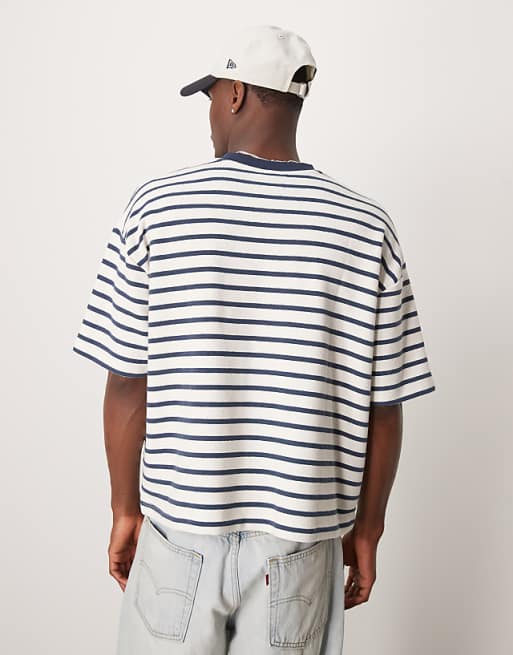 DESIGN Super Heavyweight Boxy Oversized T-shirt In Textured Stripe