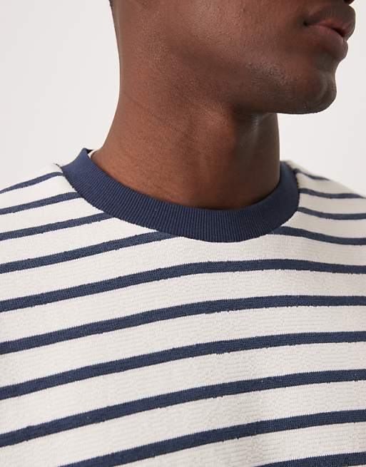 DESIGN Super Heavyweight Boxy Oversized T-shirt In Textured Stripe
