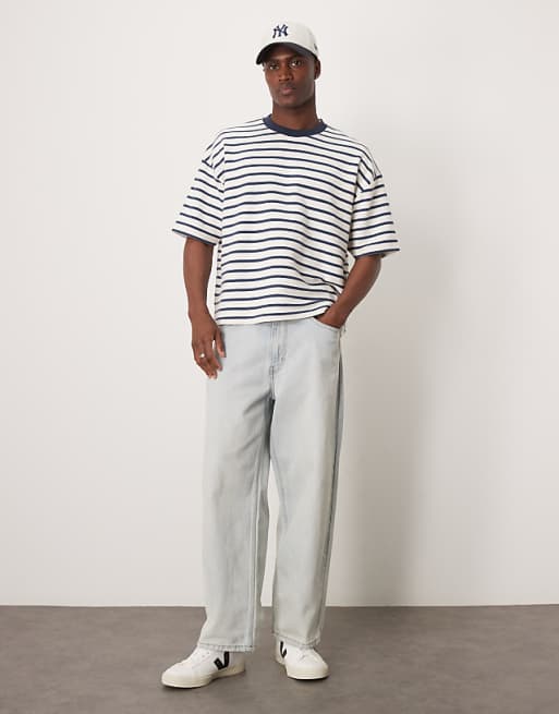 DESIGN Super Heavyweight Boxy Oversized T-shirt In Textured Stripe