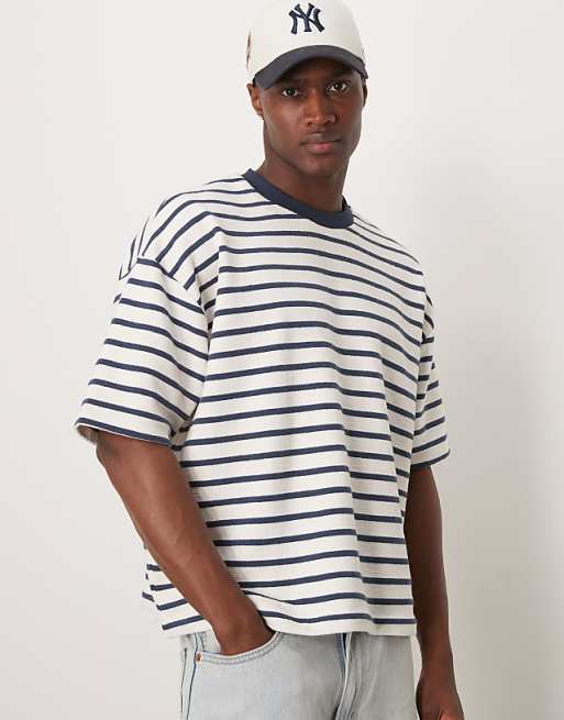 DESIGN super heavyweight boxy oversized t-shirt in textured stripe