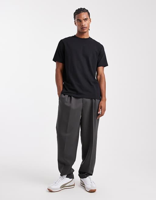 DESIGN Super Heavyweight Crew Neck T-shirt In Black