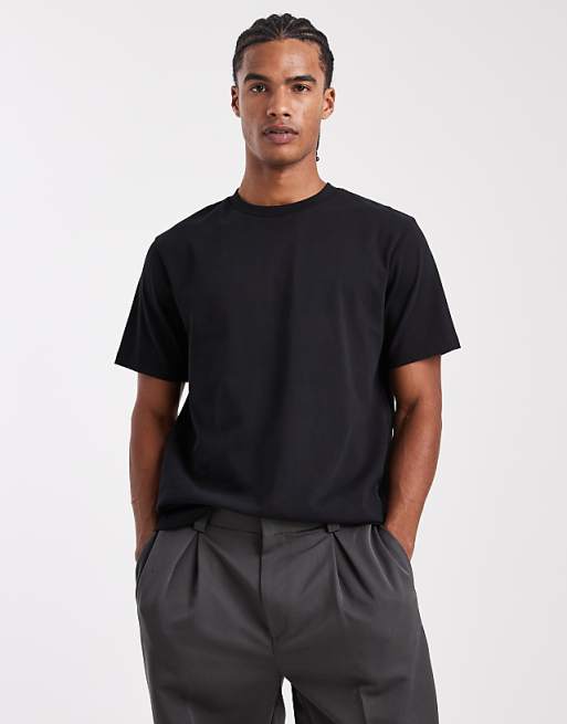 DESIGN super heavyweight crew neck t-shirt in black