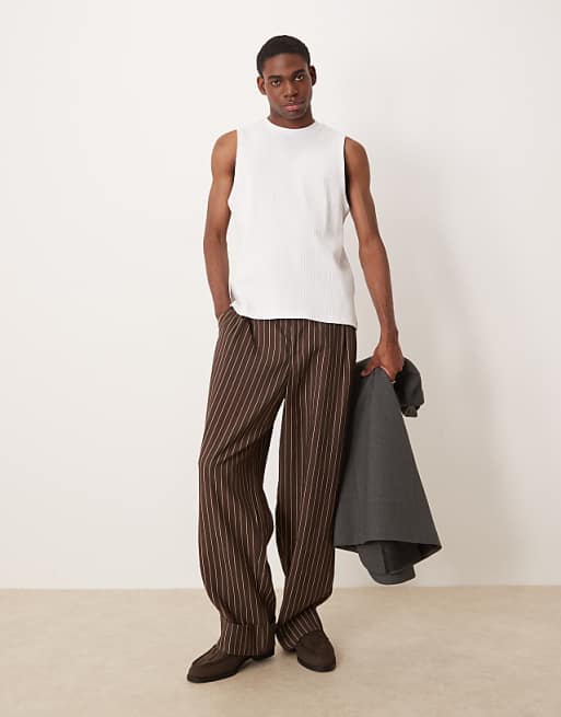 DESIGN Super Heavyweight Crew Neck Tank In White Rib