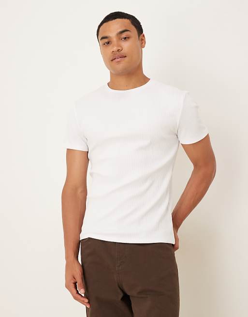 DESIGN super heavyweight muscle fit t-shirt in white rib