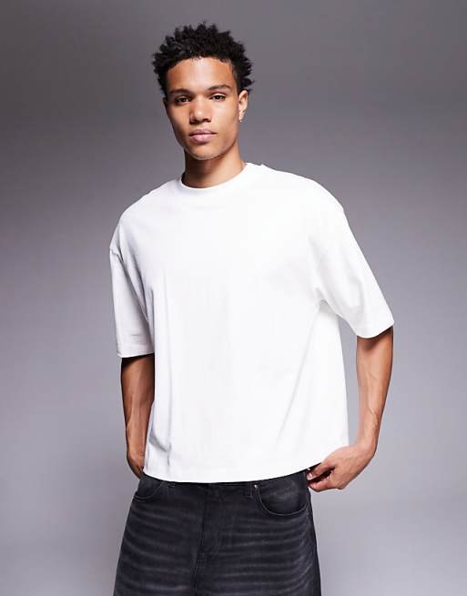 DESIGN super heavyweight oversized boxy t-shirt in cream