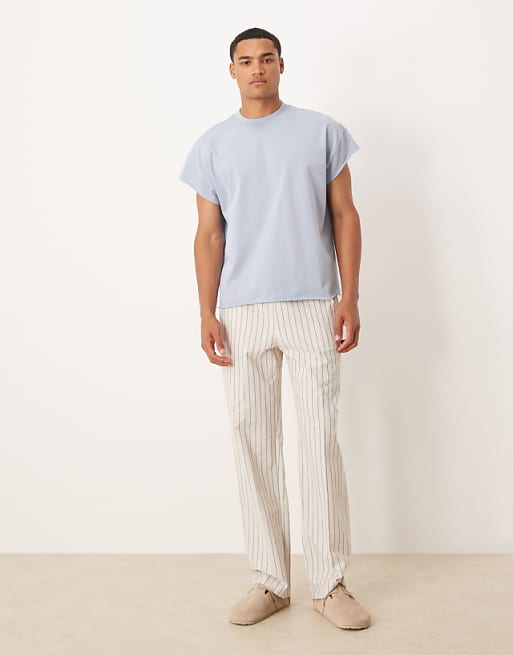 DESIGN Super Heavyweight Oversized Cap Sleeve T-shirt In Blue
