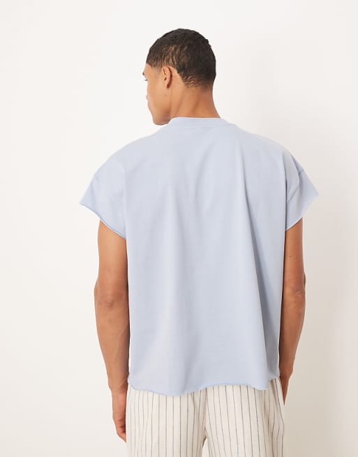 DESIGN Super Heavyweight Oversized Cap Sleeve T-shirt In Blue