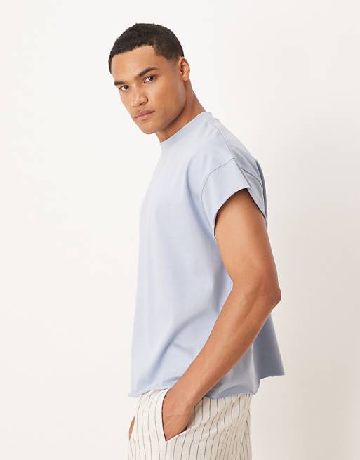 DESIGN Super Heavyweight Oversized Cap Sleeve T-shirt In Blue