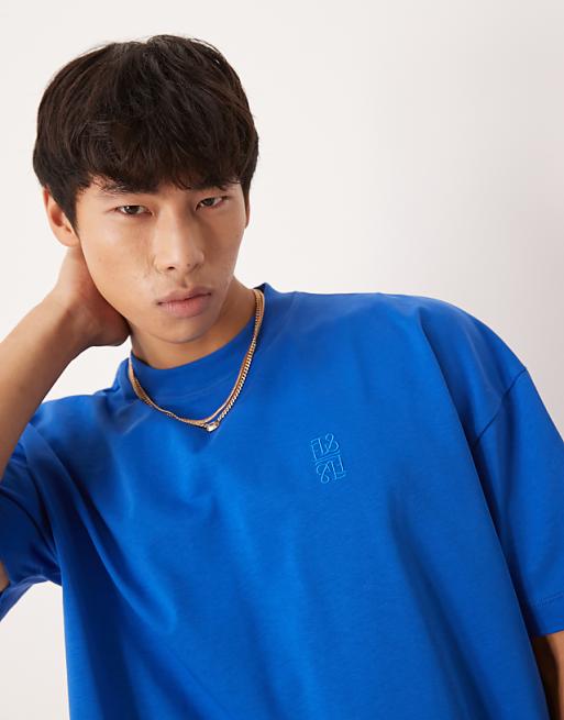 DESIGN Super Heavyweight Oversized Drop Shoulder T-shirt In Blue