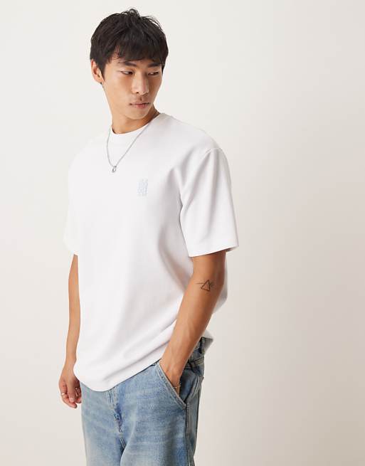 DESIGN Super Heavyweight Premiumrelaxed T-shirt With Italy Graphic In White