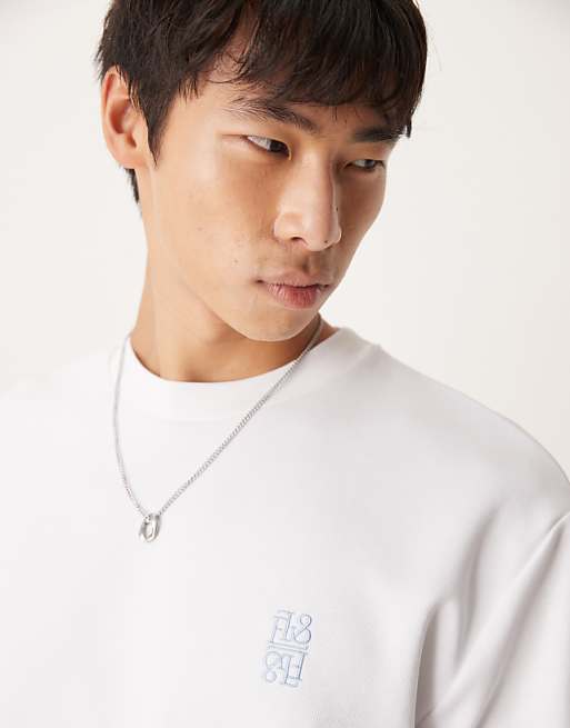 DESIGN Super Heavyweight Premiumrelaxed T-shirt With Italy Graphic In White