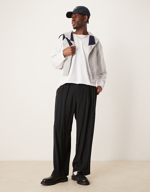DESIGN Super Oversized Boxy Long Sleeve T-shirt With Raw Edge In White