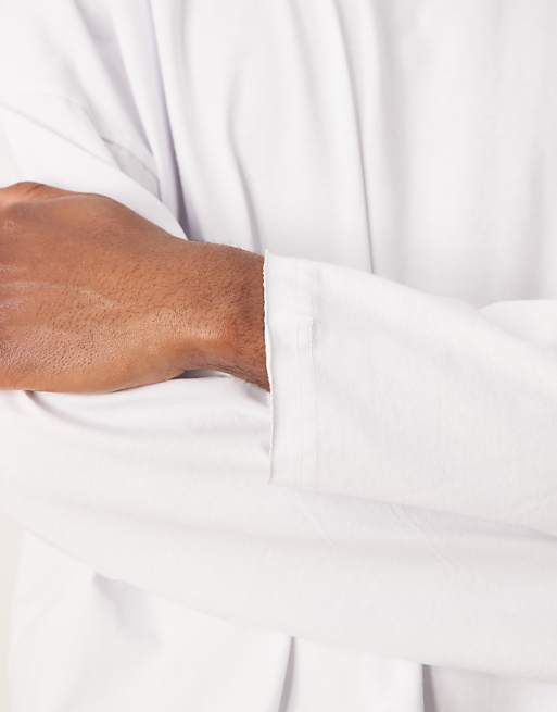 DESIGN Super Oversized Boxy Long Sleeve T-shirt With Raw Edge In White