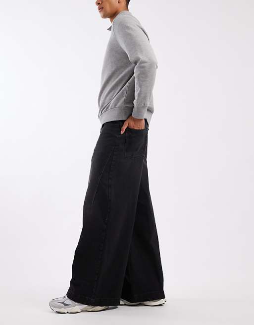 DESIGN Super Wide Leg Jeans In Black