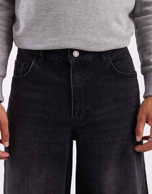 DESIGN Super Wide Leg Jeans In Black