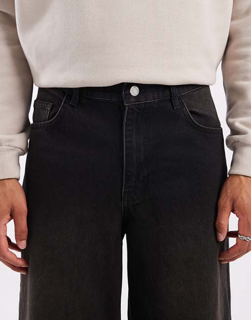 DESIGN Super Wide Leg Jeans In Washed Brown