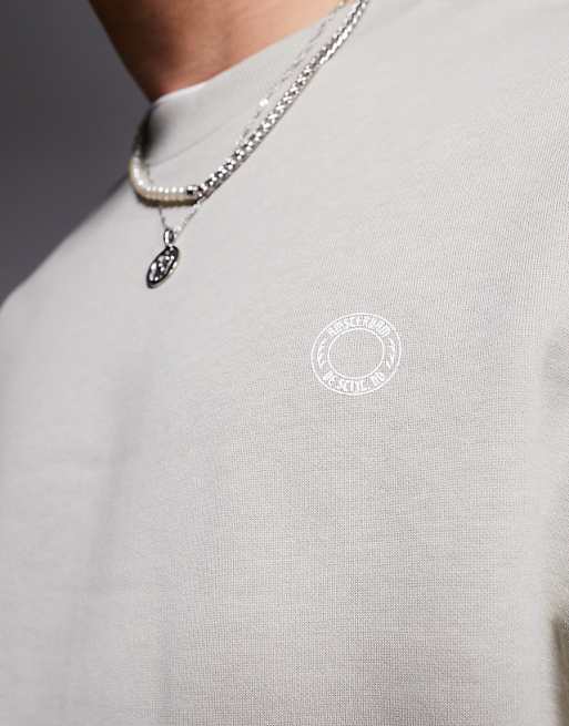 DESIGN Sweatshirt With Beer Mat Prints In Grey