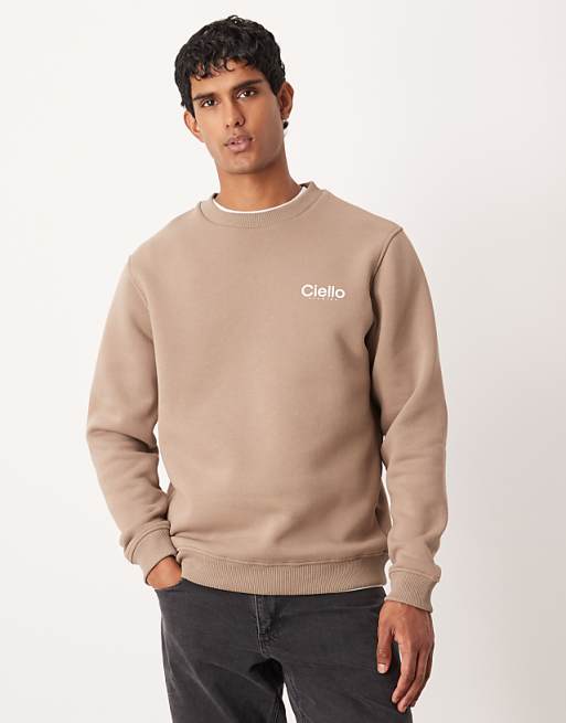 DESIGN sweatshirt with chest print in beige