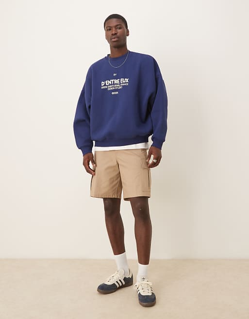 DESIGN Sweatshirt With Chest Print In Navy