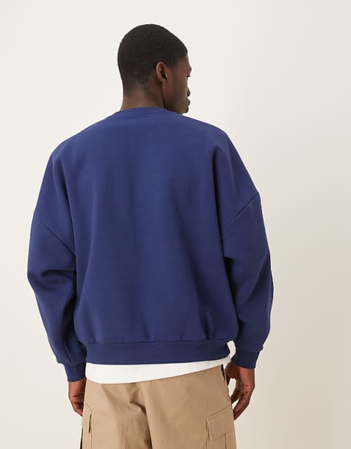 DESIGN Sweatshirt With Chest Print In Navy