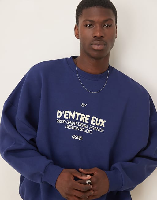 DESIGN sweatshirt with chest print in navy