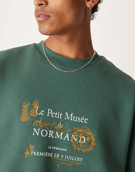 DESIGN Sweatshirt With Embroidery And Print Chest In Green