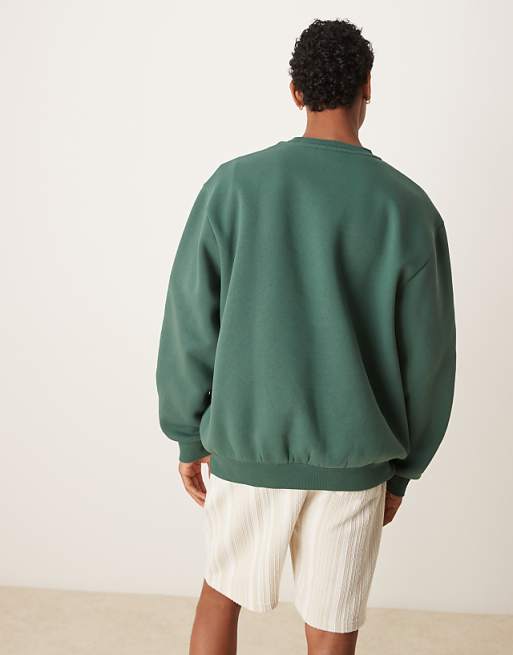 DESIGN Sweatshirt With Embroidery And Print Chest In Green