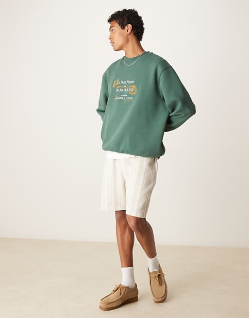 DESIGN Sweatshirt With Embroidery And Print Chest In Green